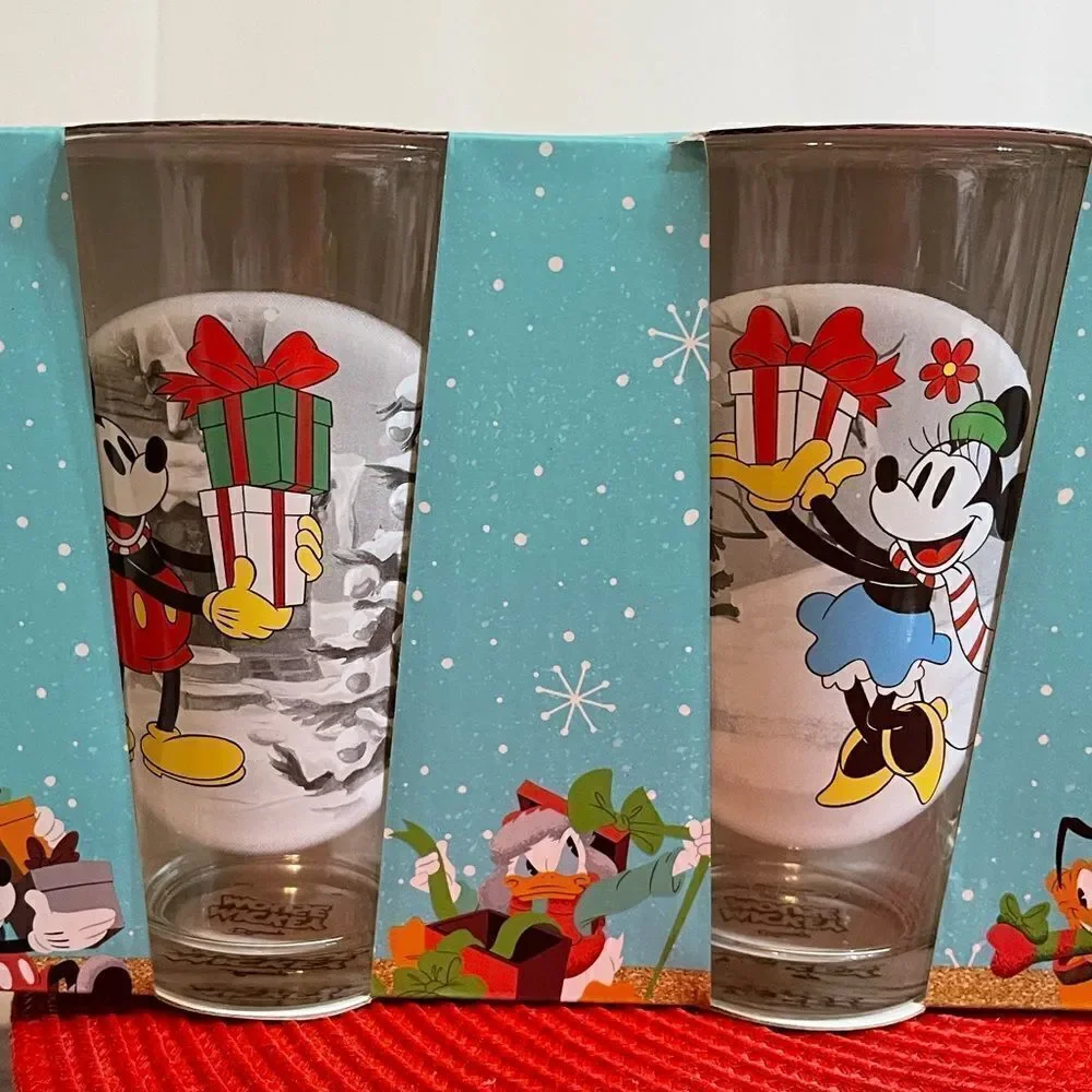 Disney Mickey Mouse Holiday Glasses set of 4 NWT